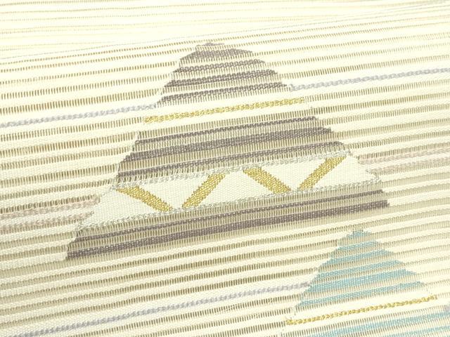 平和屋着物＊夏物　八寸名古屋帯　絽綴れ　幾何学文様　金銀糸　正絹　逸品　CABK7036rv