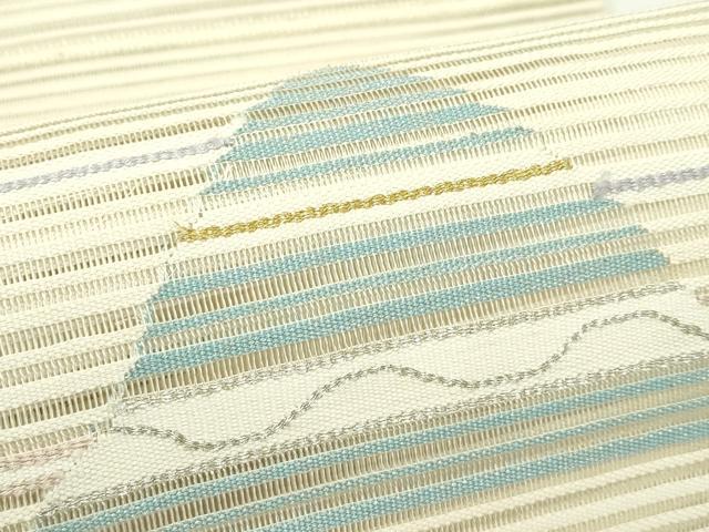 平和屋着物＊夏物　八寸名古屋帯　絽綴れ　幾何学文様　金銀糸　正絹　逸品　CABK7036rv