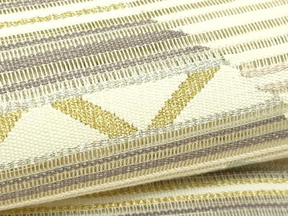平和屋着物＊夏物　八寸名古屋帯　絽綴れ　幾何学文様　金銀糸　正絹　逸品　CABK7036rv