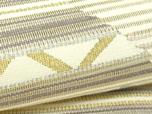 平和屋着物＊夏物　八寸名古屋帯　絽綴れ　幾何学文様　金銀糸　正絹　逸品　CABK7036rv
