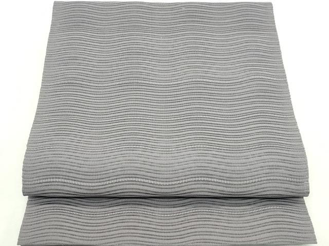 平和屋着物＊夏物　八寸名古屋帯　絽綴れ　よろけ縞　紫鼠色　正絹　逸品　CABK7037rv