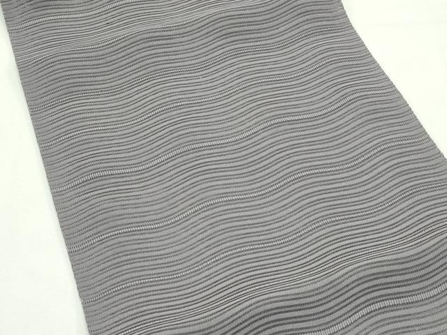 平和屋着物＊夏物　八寸名古屋帯　絽綴れ　よろけ縞　紫鼠色　正絹　逸品　CABK7037rv
