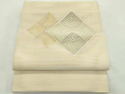 平和屋着物＊夏物　八寸名古屋帯　絽綴れ　菱重ね文　金銀糸　正絹　逸品　CABK7038rv