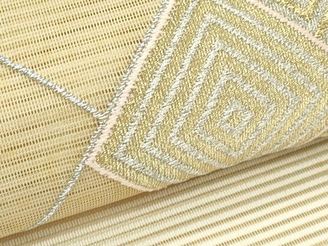 平和屋着物＊夏物　八寸名古屋帯　絽綴れ　菱重ね文　金銀糸　正絹　逸品　CABK7038rv