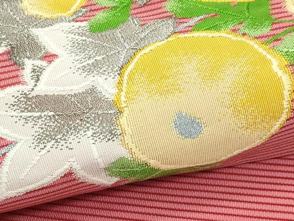 平和屋着物＊夏物　八寸名古屋帯　絽綴れ　万寿菊　楓　金銀糸　正絹　逸品　未使用　CABK7039rv