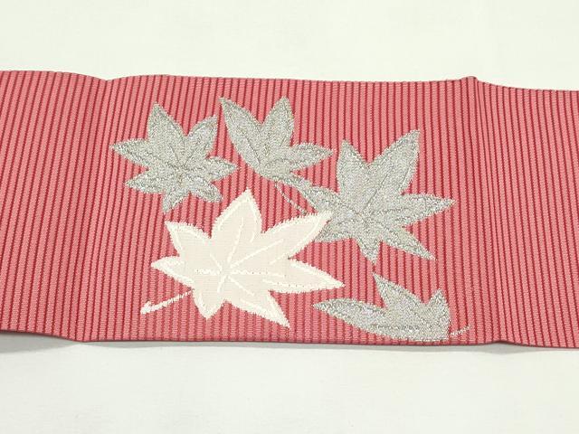 平和屋着物＊夏物　八寸名古屋帯　絽綴れ　万寿菊　楓　金銀糸　正絹　逸品　未使用　CABK7039rv