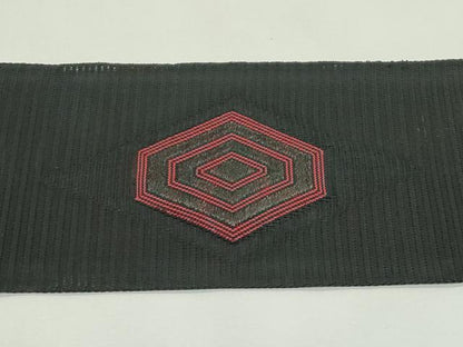 平和屋着物＊夏物　八寸古屋帯　絽綴れ　刺繍　菱亀甲文　黒地　正絹　逸品　CABK7040rv