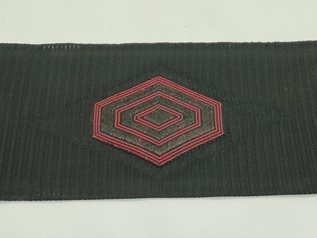 平和屋着物＊夏物　八寸古屋帯　絽綴れ　刺繍　菱亀甲文　黒地　正絹　逸品　CABK7040rv