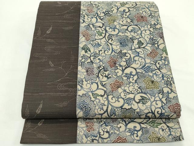 平和屋着物＊夏物　全通柄袋帯　型染め　更紗唐草文　正絹　逸品　CABK7047rv