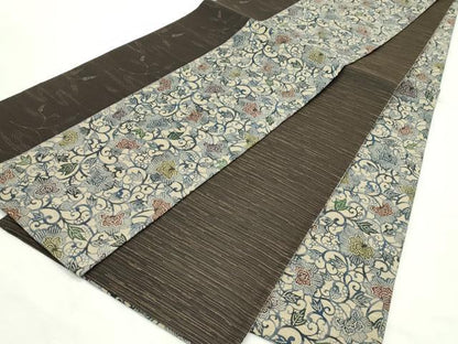 平和屋着物＊夏物　全通柄袋帯　型染め　更紗唐草文　正絹　逸品　CABK7047rv