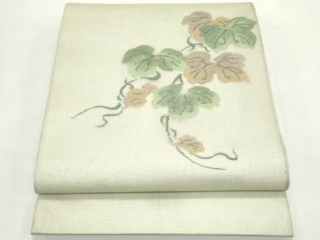 平和屋着物＊夏物　太鼓柄袋帯　鎖美織　蔦の葉文様　銀糸　正絹　逸品　CABK7048rv
