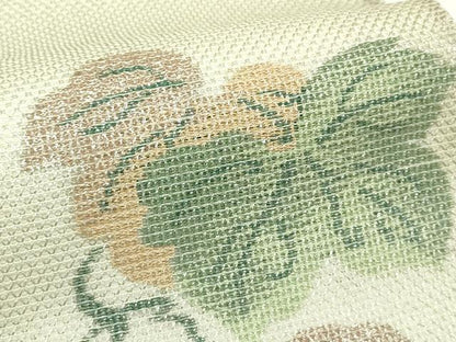 平和屋着物＊夏物　太鼓柄袋帯　鎖美織　蔦の葉文様　銀糸　正絹　逸品　CABK7048rv