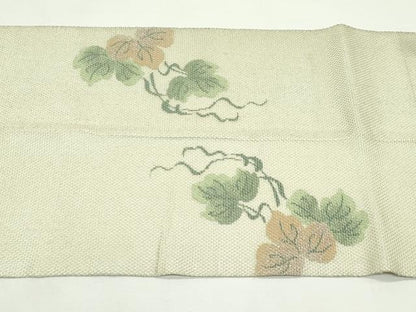 平和屋着物＊夏物　太鼓柄袋帯　鎖美織　蔦の葉文様　銀糸　正絹　逸品　CABK7048rv