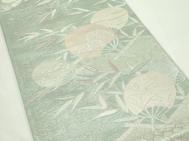 平和屋着物＊夏物　六通柄袋帯　団扇草木文　銀糸　正絹　逸品　CABK7053rv