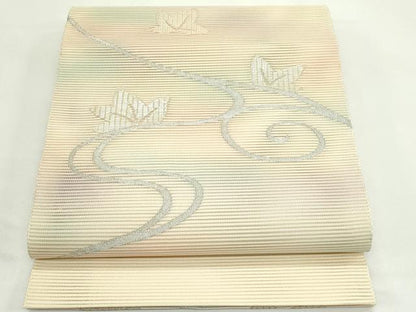平和屋着物＊夏物　八寸名古屋帯　絽綴れ　竜田川　銀糸　正絹　逸品　未使用　CABK7056rv