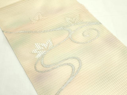 平和屋着物＊夏物　八寸名古屋帯　絽綴れ　竜田川　銀糸　正絹　逸品　未使用　CABK7056rv