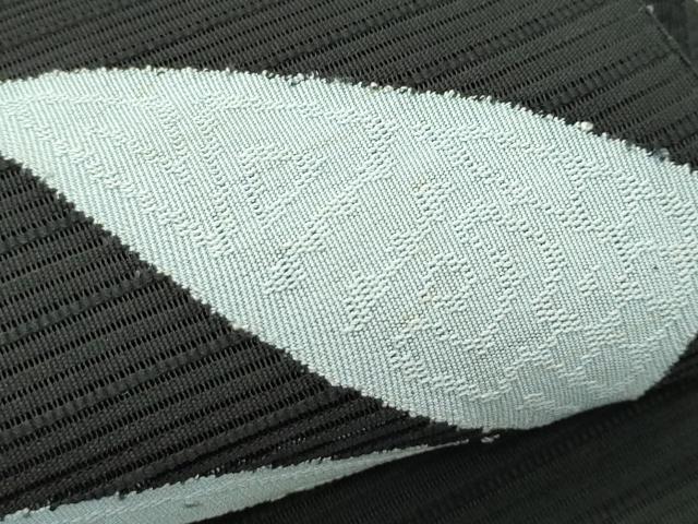 平和屋着物＊夏物　八寸名古屋帯　絽綴れ　草木文　黒地　正絹　逸品　CABK7057rv