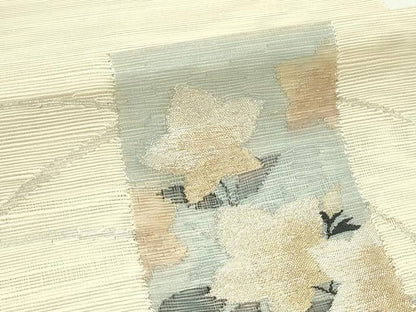 平和屋着物＊夏物　八寸名古屋帯　芝草桔梗文　銀糸　正絹　逸品　CABK7058rv