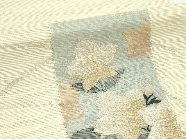 平和屋着物＊夏物　八寸名古屋帯　芝草桔梗文　銀糸　正絹　逸品　CABK7058rv