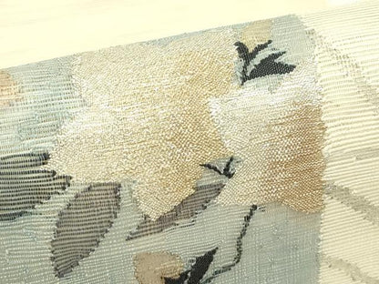 平和屋着物＊夏物　八寸名古屋帯　芝草桔梗文　銀糸　正絹　逸品　CABK7058rv