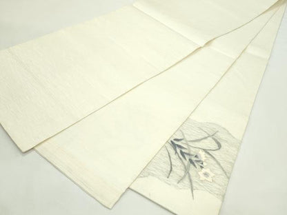 平和屋着物＊夏物　太鼓柄袋帯　すくい織　草花文　トンボ　正絹　逸品　CABK7062rv