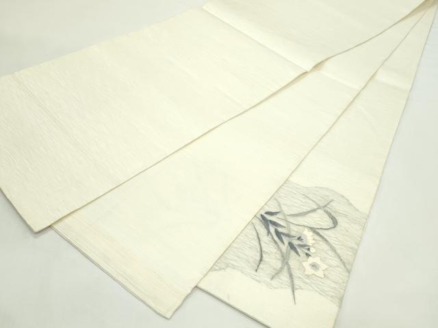 平和屋着物＊夏物　太鼓柄袋帯　すくい織　草花文　トンボ　正絹　逸品　CABK7062rv