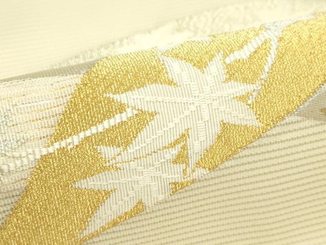 平和屋着物＊夏物　九寸開き名古屋帯　笹竹楓文　金銀糸　正絹　逸品　CABK7067rv