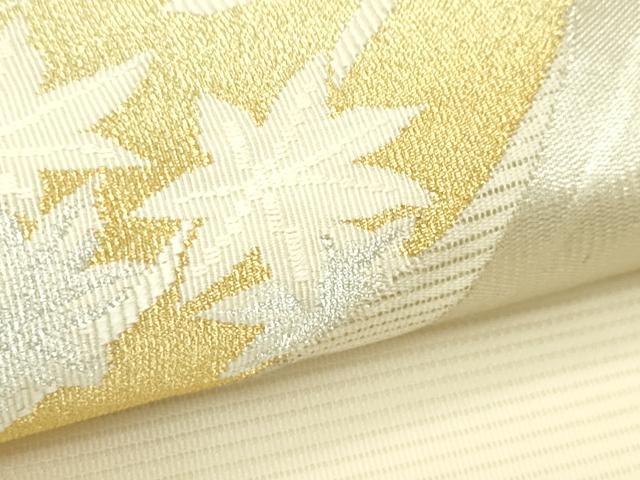 平和屋着物＊夏物　九寸開き名古屋帯　笹竹楓文　金銀糸　正絹　逸品　CABK7067rv