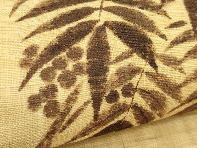 平和屋着物＊夏物　九寸名古屋帯　作家物　手描き　南天文　麻　逸品　CABK7068rv