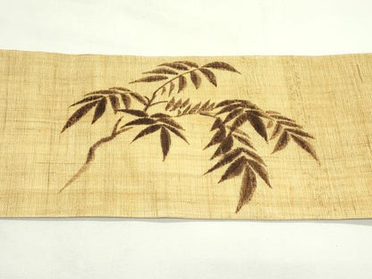 平和屋着物＊夏物　九寸名古屋帯　作家物　手描き　南天文　麻　逸品　CABK7068rv