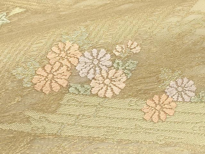 平和屋着物＊夏物　九寸名古屋帯　唐織　菊　楓　筏文　金糸　正絹　逸品　CABK7070rv