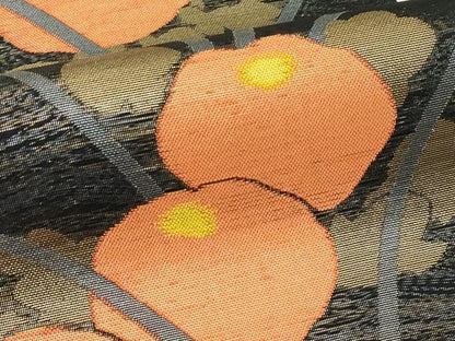 平和屋着物＊夏物　織物一筋名門　織悦　全通柄　本袋帯　万寿菊　黒地　正絹　逸品　未使用　CABK7078rv