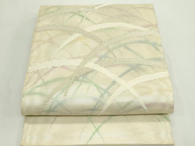 平和屋着物＊夏物　六通柄袋帯　芝草文　銀糸　正絹　逸品　CABK7079rv