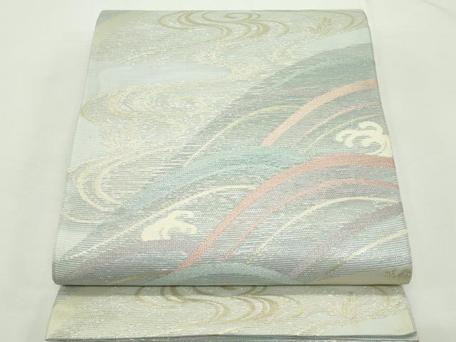 平和屋着物＊夏物　六通柄袋帯　流水立波文　金銀糸　正絹　逸品　未使用　CABK7081rv