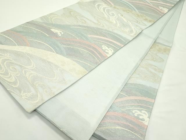 平和屋着物＊夏物　六通柄袋帯　流水立波文　金銀糸　正絹　逸品　未使用　CABK7081rv