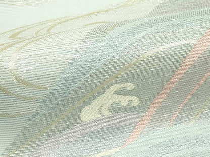 平和屋着物＊夏物　六通柄袋帯　流水立波文　金銀糸　正絹　逸品　未使用　CABK7081rv