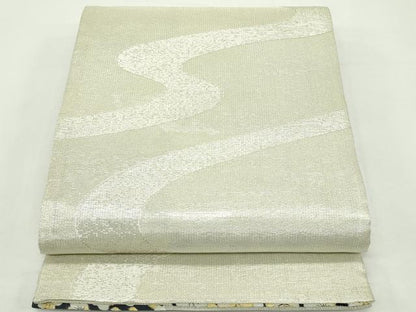 平和屋着物＊夏物　両面　六通柄袋帯　唐織　市松梅楓文　金銀糸　正絹　逸品　未使用　CABK7087rv