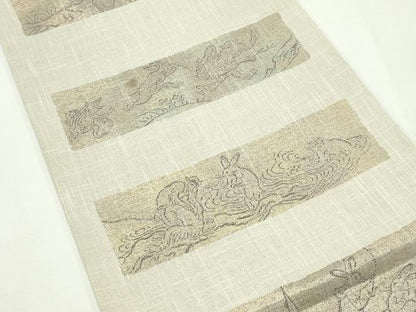 平和屋着物＊夏物　六通柄袋帯　遊雅　鳥獣戯画　金糸　正絹　逸品　CABK7089rv