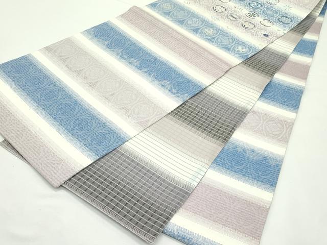 平和屋着物＊夏物　両面　太鼓柄　京袋帯　吉祥丸文　やまと誂製　正絹　逸品　未使用　CABK7090rv