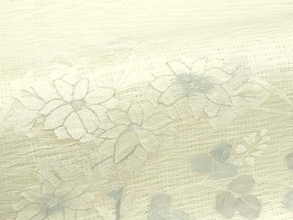 平和屋着物＊夏物　太鼓柄袋帯　すくい織　秋草文　銀糸　正絹　逸品　未使用　CABK7092rv