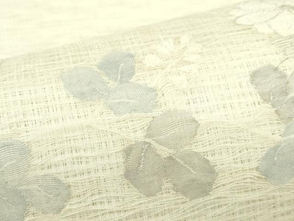 平和屋着物＊夏物　太鼓柄袋帯　すくい織　秋草文　銀糸　正絹　逸品　未使用　CABK7092rv