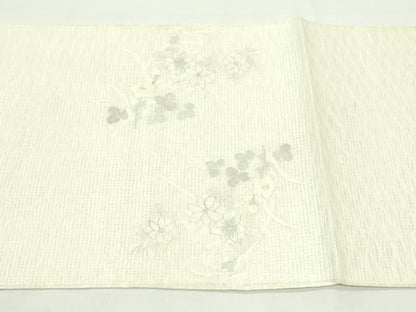 平和屋着物＊夏物　太鼓柄袋帯　すくい織　秋草文　銀糸　正絹　逸品　未使用　CABK7092rv