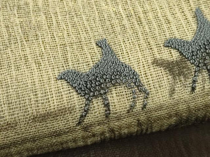 平和屋着物＊夏物　太鼓柄袋帯　中国三大刺繍　相良刺繍　シルクロード　金糸　反端付き　正絹　逸品　未使用　CABK7095rv