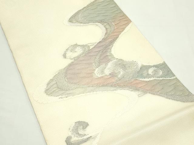 平和屋着物＊夏物　太鼓柄袋帯　立波文　銀糸　正絹　逸品　CABK7096rv