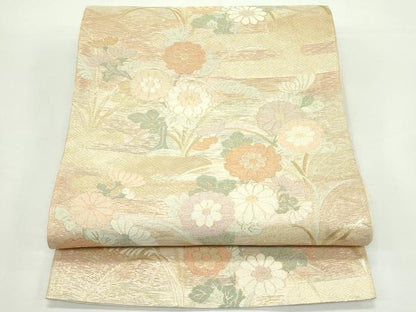 平和屋着物＊夏物　六通柄袋帯　菊エ霞文　金糸　正絹　逸品　CABK7098rv