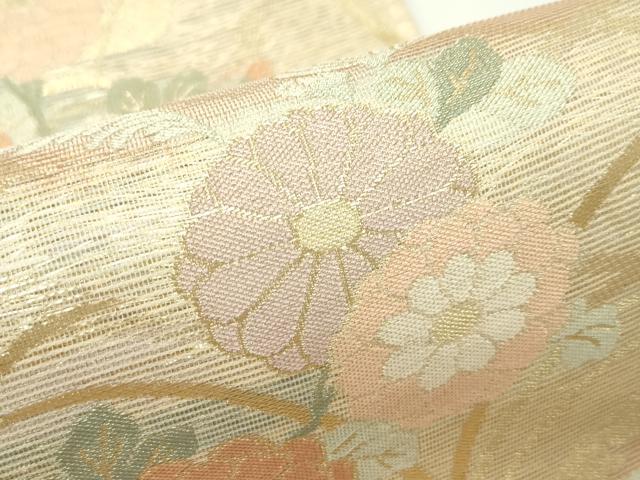 平和屋着物＊夏物　六通柄袋帯　菊エ霞文　金糸　正絹　逸品　CABK7098rv
