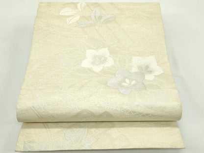 平和屋着物＊夏物　六通柄袋帯　草花筏文　銀糸　正絹　逸品　CABK7100rv