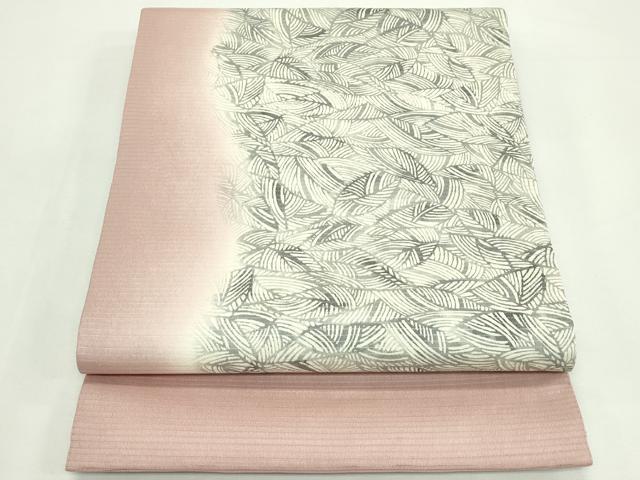 平和屋着物＊夏物　九寸開き名古屋帯　型染め　笹竹文　正絹　逸品　CABK7106rv