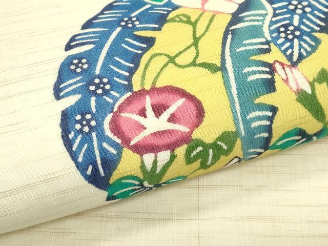 平和屋着物＊夏物　九寸名古屋帯　紅型　朝顔丸文　麻　逸品　CABK7108rv