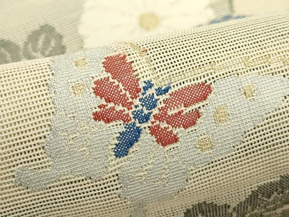 平和屋着物＊夏物　八寸名古屋帯　菊舞蝶文　金銀糸　正絹　逸品　CABK7112rv